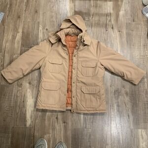 Vintage Grais Arctic Warmth Parka Jacket Mens 50R XL Tan Hooded Quilted USA Made